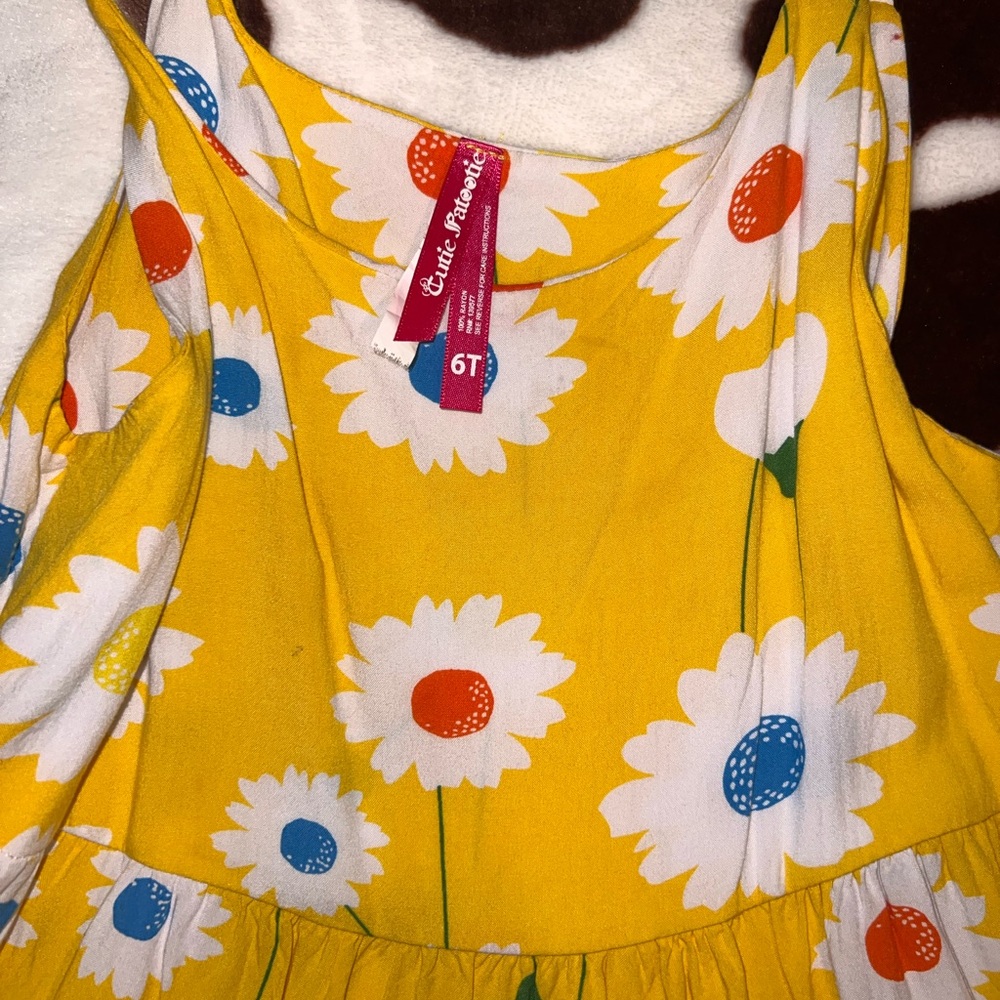 Yellow Floral Dress with White Daisies